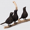 Escultura Galho 3 Pássaros Pretos 23x28 cm